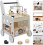 Wooden Baby Walker - 5in1 Montessori Activity Cubes, Baby Push Walker for Toddler, 1+ Year Old Boy Girl | Sorting & Stacking Toys, Bead Mazes & Counting Toys
