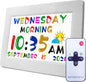 Véfaîî Digital Teaching Clock Talking Time, 24 Alarms Custom Reminders, Checklist to-Do List, Auto DST & Calendar Display, Sleep Trainer, Easy to Use for Kids Birthday Gift- White with Remote