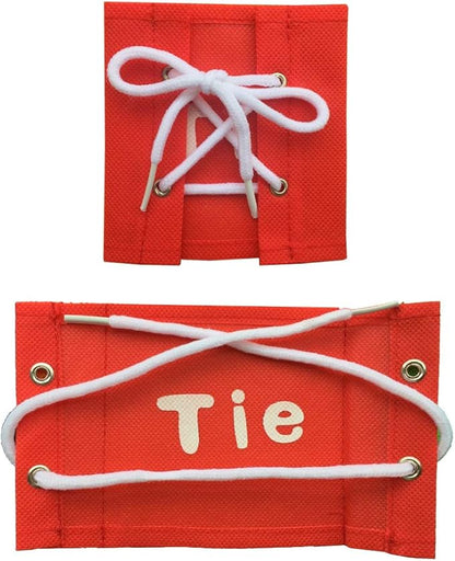 Busy Board Dress Learning Boards for Fine Motor Skills & Learn to Dress, Basic Life Skills Sensory Board, Learn to Zip, Snap, Tie Shoe Laces and Buckle (Type1, Orange)