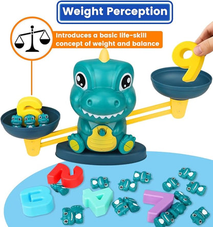 Dinosaur Math Balance Toys, Montessori Toys for 3 Years Old Kids, Toddler Educational Toys for 4 5 6 7 Year Old Boys and Girls - Birthday Gifts for Kids Ages 3-5 5-7