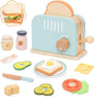 Wooden Pop up Toaster Play Kitchen Set, 17PCS Play Food Accessories for Toddlers Early Learning,Pretend Play Breakfast Playset, Toys Gift for Toddlers Girls & Boys