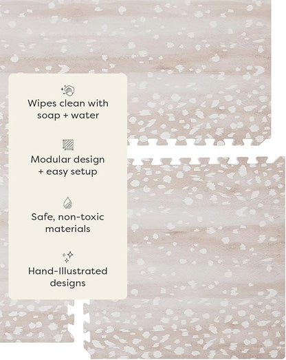 House of Noa Baby Play Mat – 4x6 Fawn Brown – Set of 8 Tiles – Cushioned EVA Foam Play Mat for Floor, Soft Interlocking Baby Crawling Mats for Hard Floors