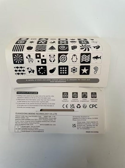 beiens High Contrast Baby Flashcards, Black White Color Newborn Brain Development Toys, Visual Stimulation Learning Activity Cards, Educational Infants Gift (Black & White(for 0-3 Months))