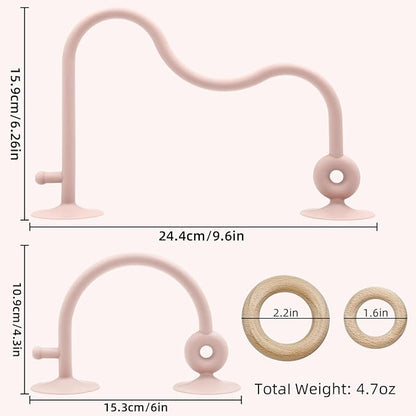 Baby Sensory High Chair Suction Toys for Infant Toddlers 6 12 18 24 Months Gifts, Food Grade Silicone String with Oak Loop Montessori Educational Baby Bath Toy (Pink)