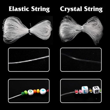 7600pcs Friendship Bracelet Kit Including 6000pcs 4mm Glass Seed Beads and 1600pcs Letter Beads for Bracelet Making, Jewelry Making and Crafts with 20m Crystal String and 30m Elastic String
