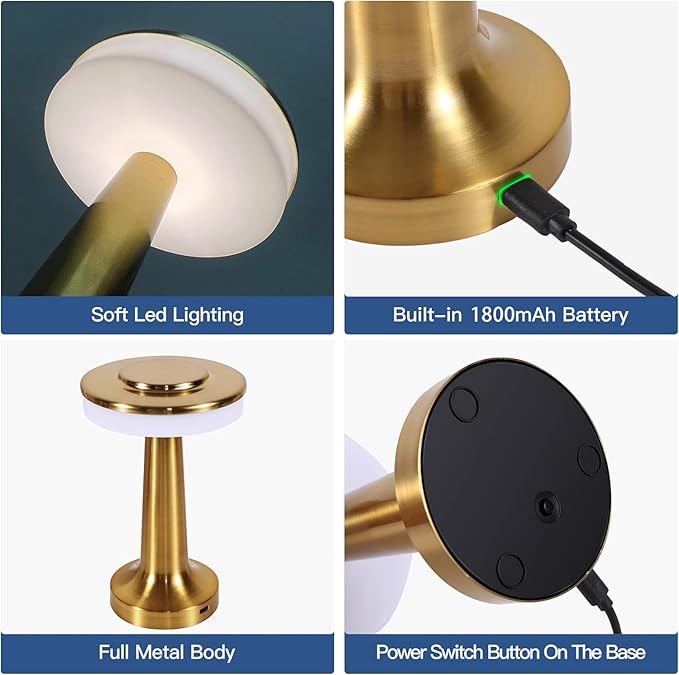 Table Lamp Desk Lamp, Table Sensor Control Beside Lamps, Kids Night Light with Stepless Dimming & Charging Completed Tip Light & 3 Colors Changing