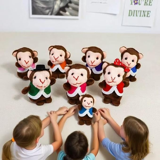 5 Little Monkeys Finger Puppets for Kids, 7 Pack Plush Finger Puppets Toy, Storytelling Theater Role Play, Bedtime Story for Toddlers