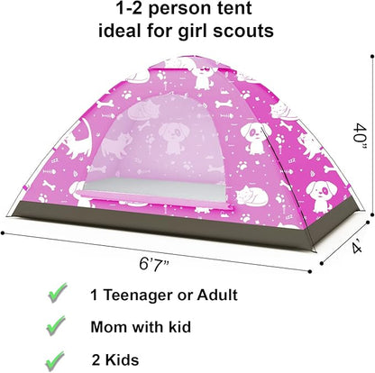 KidzAdventure 2 in 1 Indoor/Outdoor Tent for Kids, Small 1 or 2 Toddler/Kids Tent, Backpacking, Lightweight and Easy Pop up, Ideal for Backyard, Outside Camping, or Play Fort