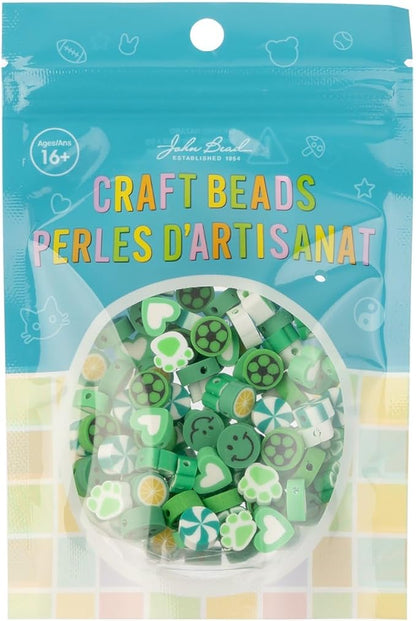 120pcs John Bead 9mm Assorted Green Polymer Clay Craft Beads for Jewelry Bracelet Making