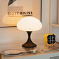 Mushroom Lamp, 5W LED Cordless Rechargeable Table Lamp with Glass Shade, Small Retro Dimmable Touch Light with 3 Color Temps, Aesthetic Mid Century Bedside Light for Bedroom Ambient, Black