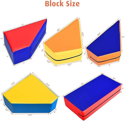 Costzon 4-in-1 Unique Shapes Convertible Climb and Crawl Foam Set for Climbing, Crawling, Sliding, 8-Piece Colorful PU Activity Play Soft Zone for Baby, Preschooler (Assorted)