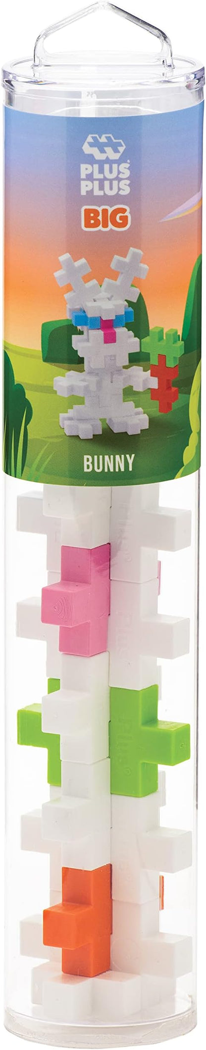 PLUS PLUS Big - 15 Piece Bunny Tube- Construction Building Stem/Steam Toy, Interlocking Large Puzzle Blocks for Toddlers and Preschool