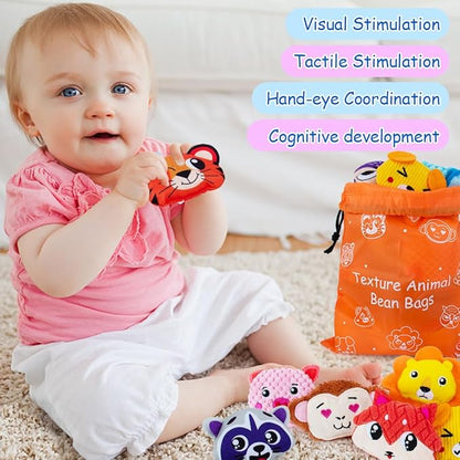 Sensory Bean Bag for Kids 12 Pack,Texture Sensory Beanbags,Sensory Toys for Autism,Cute Animal Beanbags,Sensory Toys for Toddlers Kids Learning,Sensory Play Fine Motor Anxiety Relief