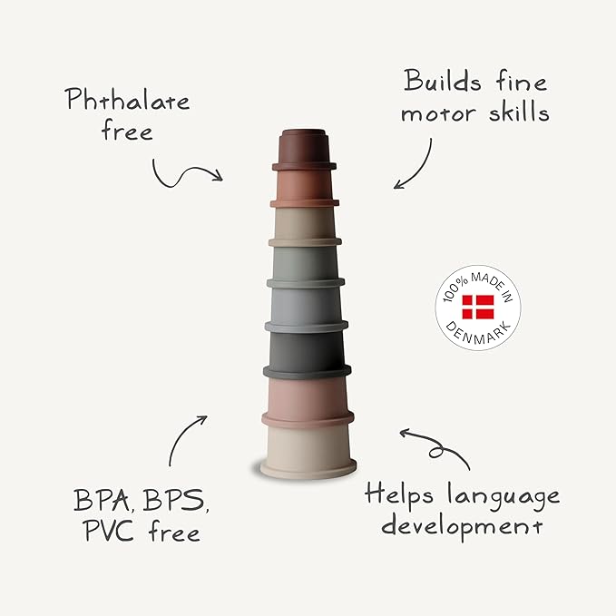 mushie Stacking Cups Toy | Made in Denmark (Retro)