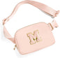 Gitus Gifts for 8 9 10 11 12 Year Old Girls Belt Bag Fanny Pack Crossbody Bags with Initial Letter Patch Cute Stuff Birthday Gifts for Teen Girls Women Personalized Trend Stuff (Coral Pink-M)