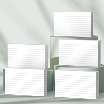 250 Count White Index Cards 3x5 Inch - 180gsm Heavyweight Flash Card (50 Sheets Each), Durable & Portable Note Taking for Students, Teachers, Study Flashcards for Office Home School Supplies