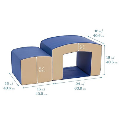 ECR4Kids SoftZone Junior Mix n' Match Tunnel and Bump, Beginner Playset, French Blue, 2-Piece