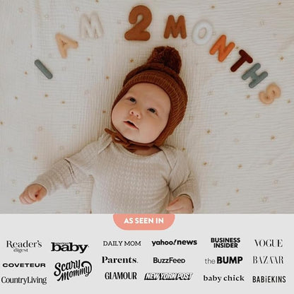 Lucy Darling Felt Baby Monthly Milestone Numbers – Signs & Photo Props – Soft Letters & Numbers for Baby Announcement, Newborn Photography – Neutral