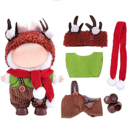 17cm Doll Clothes Outfit Dress Up Suitable for 6.7 inch Hight , Accessories Suit No Doll Only Clothing Christmas Set 有17-181 1hat+1pant+1shoes+1 top+1scarf