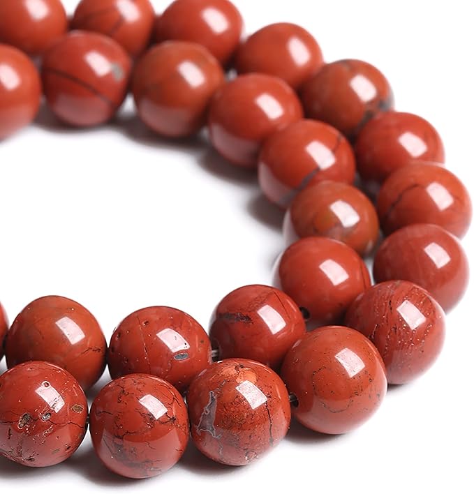 10MM 36PCS Natural Stone Chinese Red Jaspers Spacer Beads for Jewelry Making DIY Bracelet