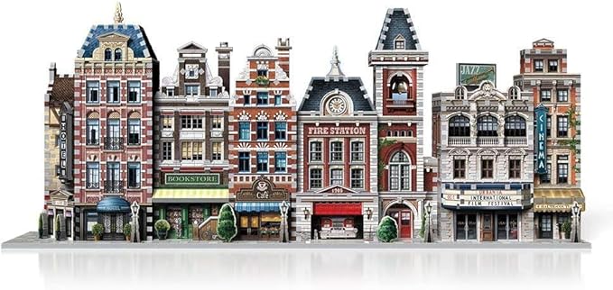 Wrebbit3D Café 3D Puzzle | Urbania Collection | 285 Jigsaw Puzzle Pieces | Charming and Unique Streetscape of a Small Town
