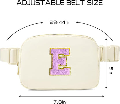 Gitus Gifts for 8 9 10 11 12 Year Old Girls Belt Bag Fanny Pack Crossbody Bags with Initial Letter Patch Cute Stuff Birthday Gifts for Teen Girls Women Personalized Trend Stuff (Ivory-E)