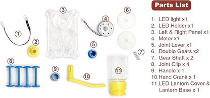 Tenergy ODEV Dynamo Lantern Educational STEM Building Toy, Hand Cranked Power Generator, Light Bulb Science Experiments Kits for Kids Age 14+