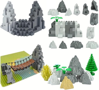 Classic Building Rock Bulk, Rockery Panel B03 Medium Symmetric 10 Piece, Compatible with Lego Parts and Pieces: (Color:Dark Gray)