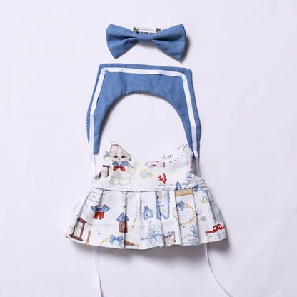 Doll Clothes Set for 17cm Doll Compatible with Labubu Clothes Dolls Accessories Dress Up Suitable for 6.7" Dolls (No Doll) (Navy Dress)
