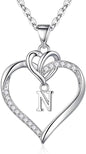 STORUP Heart Initial Necklaces for Women Girls, 14K Gold Plated Cubic Zirconia Heart Initial A-Z Pendant Necklace Dainty Heart Necklaces for Women Teen Girl Jewelry Birthday Gifts