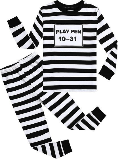 A&J DESIGN Pure Cotton Printed Pjs for 2-14 Years Kids, 2-Piece Long-Sleeved Pajamas Set