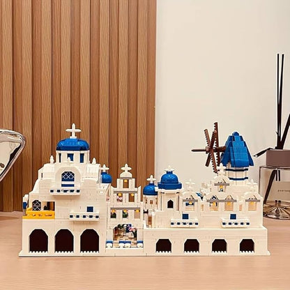 Santorini Greece Micro Brick Building Set (4310 Pieces) – Landmark Model Educational Toy Gift for Kids and Adults