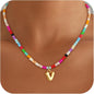 Bubble Colorful Initial Necklaces for Women Girls Kids - Teen Girls Gifts Trendy Bubble Beaded Initial Necklace Cute Letter Birthday Gifts Choker Necklace for Women Girl Kids Jewelry