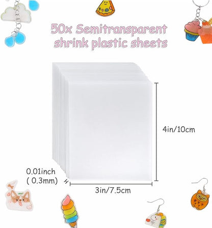 Auihiay 50 Shrink Plastic Sheets, Mini Shrink Films Papers for Kids DIY Keychains Making, Easter Decorations Ornament and Mothers Day Gifts, 4 x 3 inch / 10 x 7.5 cm
