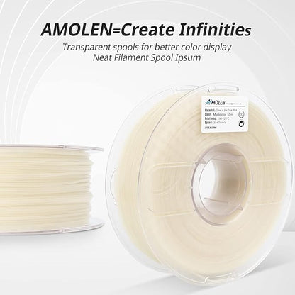 AMOLEN Rainbow PLA 3D Printer Filament, Glow in The Dark Multicolor, Blue/Green/Purple Rainbow, 10-Minute Color Shift, High Precision +/- 0.02mm, 1kg Spool for Smooth Printing
