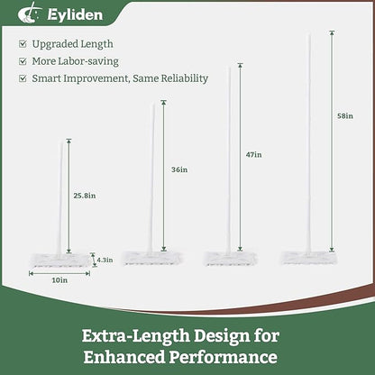 Eyliden Sweeper Mop with 58" Long Handle, 36 Disposable Refills - 12 Heavy-Duty Pet Hair Cleaning Pads, 24 Dry Sweeping Cloths, Dry Dust Mops Kit for Multi Surface Floor Cleaning (White)