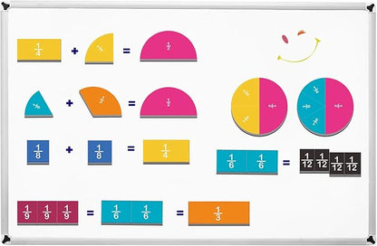 156 PCS Magnetic Fraction Tiles Circles, Educational Math Learning Manipulatives Set for Preschool Elementary School.