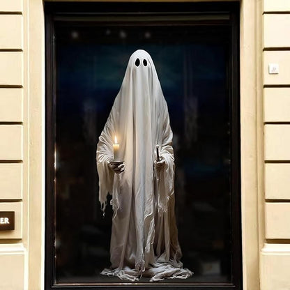2 Pcs Halloween Decorations Window Clings Decor Double-Side Extra Large Scary White Ghosts Halloween Spooky Window Decals School Home Office Party Supplies for Glass Windows