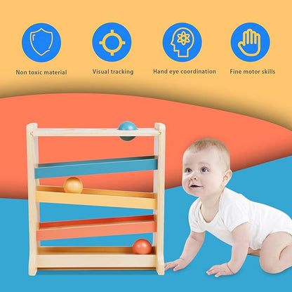 Montessori Ball Tracker, Award Winning Durable Pound A Ball Drop Toy, Early Developmental Montessori Toys, Wooden Toys for Toddlers 1-3 Year Old - Great Birthday Gift