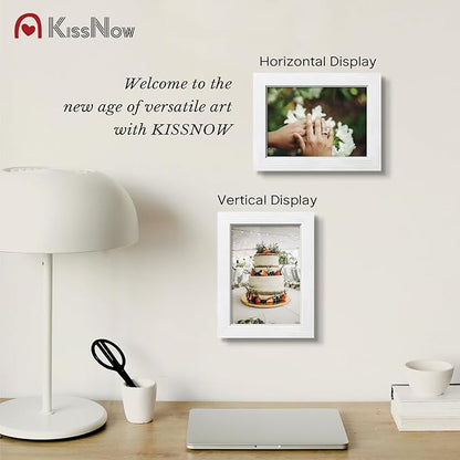 5x7 Picture Frame 2 Pack, White Solid Wood Gallery Photo Frame, Wall Hanging or Tabletop Display