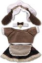 Doll Clothes for 17cm Figures, Cute Brown Maid Dress with Bunny Ear Hairband,Chocolate-Tone