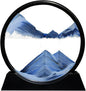 Aoderun Moving Sand Art Picture Round Glass 3D Deep Sea Sandscape in Motion Display Flowing Sand Frame Relaxing Desktop Home Office Work Decor (7", New Blue)