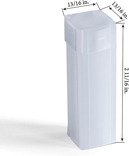 LIGHTHOUSE - Square Coin Tubes - Convenient Push Top, Virtually Unbreakable, Acid Free and Archival Quality - Coin Tubes for US Dimes, 10 Pack