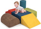 Costzon Toddler Climbing Toys Indoor, 6 Pieces Foam Climbing Blocks for Baby w/Skin-Friendly Chenille Fabric, 30D High-Density Foam & Carrying Handles, Soft Play Climbing for Toddler (Assorted)