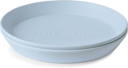 mushie Round Dinnerware Plates for Kids | Made in Denmark, Set of 2 (Powder Blue)