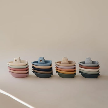 mushie Stackable Bath Boats Toy (Ocean) | Floating Bathtub Toys for Baby & Toddler, Set of 5 | Made in Denmark