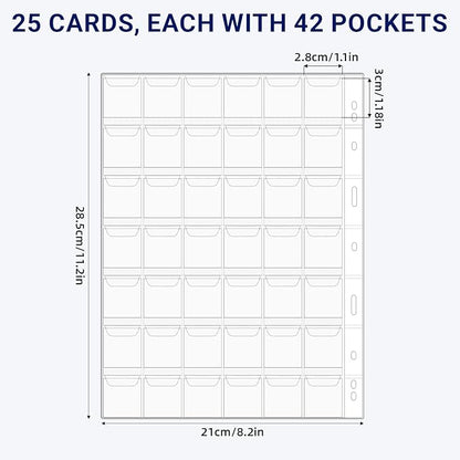 25 Sheets Coin Collection Pocket Pages for Collectors, Coin Sleeves Holder Book, 9-Holes Coin Album Collecting Binder for Coin Stamp Currency Collection Coin Stamp Currency Collection