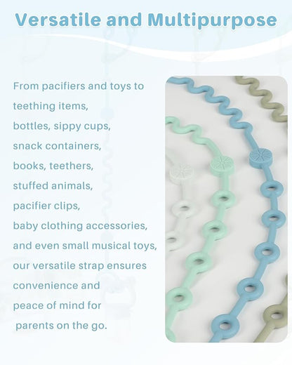 Toy Straps for Baby, Adjustable Toy Holder for Stroller Accessories, Silicone Tether Pacifier Clip, No Throw Travel Essential Leash for High Chair, Car Seat (boy-4 Pack)