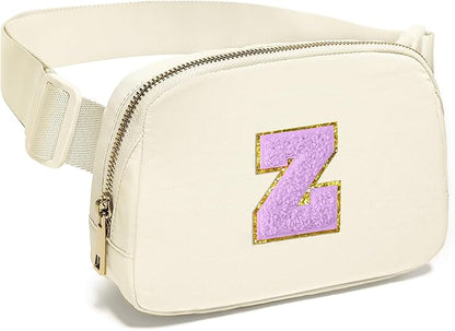 Gitus Gifts for 8 9 10 11 12 Year Old Girls Belt Bag Fanny Pack Crossbody Bags with Initial Letter Patch Cute Stuff Birthday Gifts for Teen Girls Women Personalized Trend Stuff (Ivory-Z)