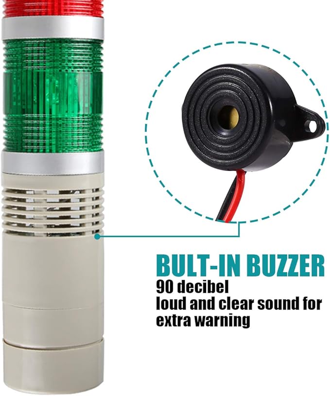 Industrial Signal Tower, Column LED Alarm Tower Lamp Flash Indicator, 3-Layer Stack LED Warning Light for Safety (DC 12V/Steady ON Light)